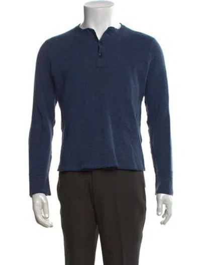 Pre-owned Rag & Bone Merino Wool Crew Neck Pullover In Blue