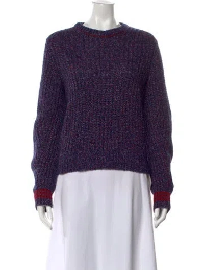 Pre-owned Rag & Bone Merino Wool Crew Neck Sweater In Blue/red