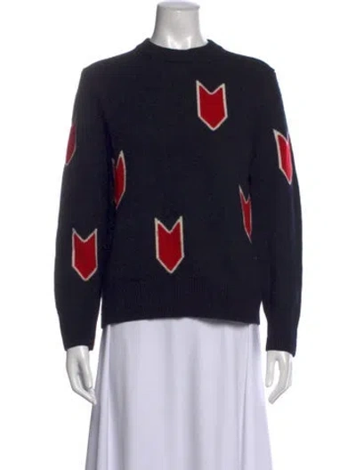 Pre-owned Rag & Bone Merino Wool Graphic Print Sweater In Black