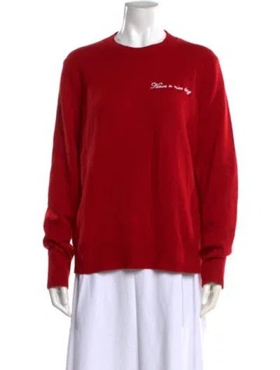 Pre-owned Rag & Bone Merino Wool Graphic Print Sweater In Red