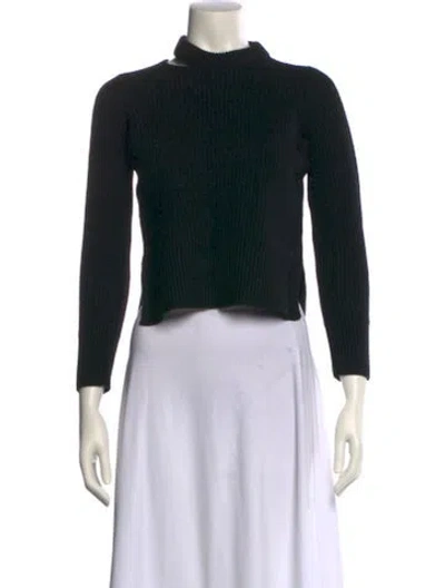 Pre-owned Rag & Bone Merino Wool Mock Neck Sweater In Black