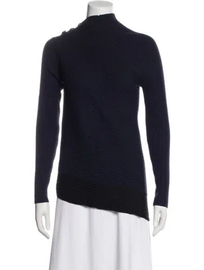 Pre-owned Rag & Bone Merino Wool Mock Neck Sweater In Blue