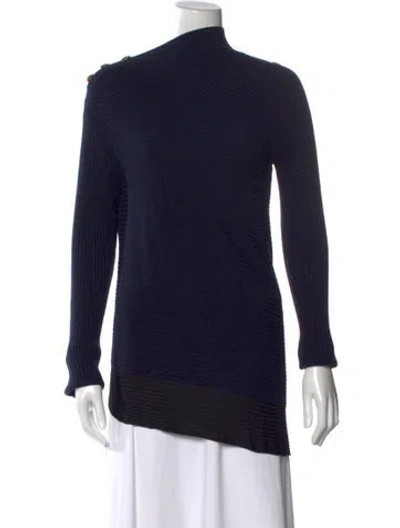 Pre-owned Rag & Bone Merino Wool Mock Neck Sweater In Blue