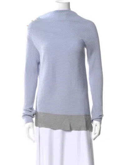 Pre-owned Rag & Bone Merino Wool Mock Neck Sweater In Blue
