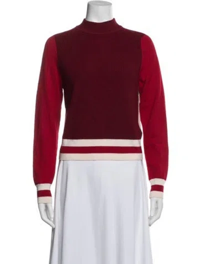 Pre-owned Rag & Bone Merino Wool Mock Neck Sweater In Red