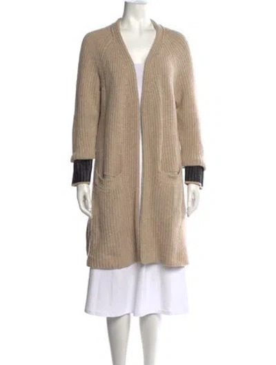 Pre-owned Rag & Bone Merino Wool Open Front Sweater In Neutrals