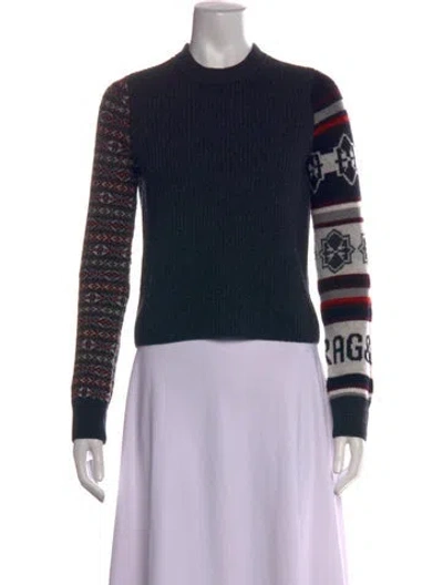 Pre-owned Rag & Bone Merino Wool Patterned Sweater In Black