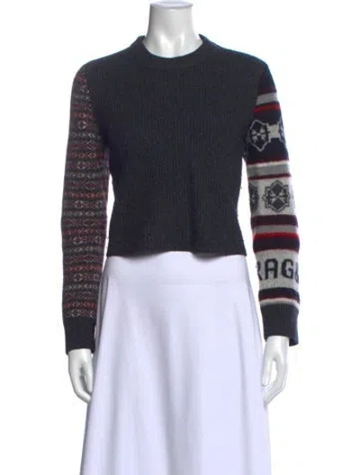 Pre-owned Rag & Bone Merino Wool Patterned Sweater In Gray