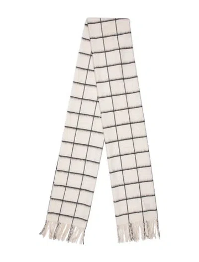 Pre-owned Rag & Bone Merino Wool Plaid Print Scarf In Neutral