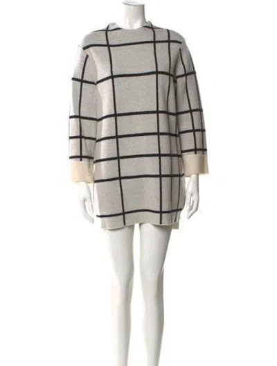 Pre-owned Rag & Bone Merino Wool Plaid Print Sweater In Gray