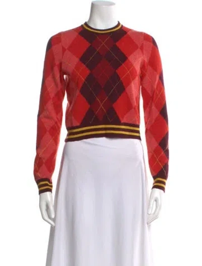 Pre-owned Rag & Bone Merino Wool Plaid Print Sweater In Red
