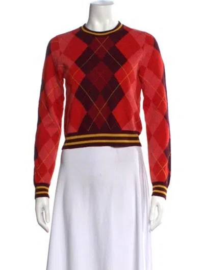 Pre-owned Rag & Bone Merino Wool Plaid Print Sweater In Red