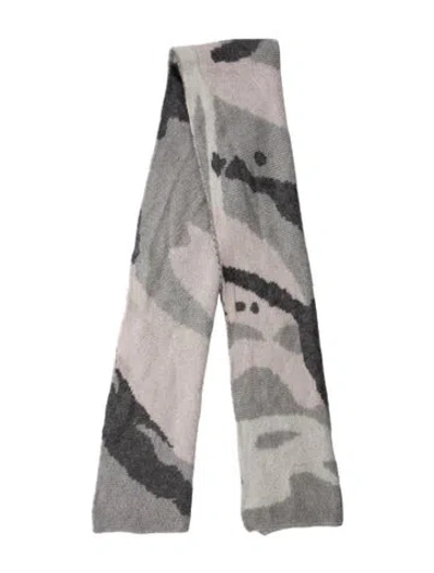 Pre-owned Rag & Bone Merino Wool Printed Scarf In Gray