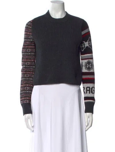 Pre-owned Rag & Bone Merino Wool Printed Sweater In Gray