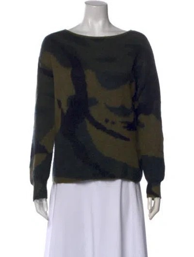 Pre-owned Rag & Bone Merino Wool Printed Sweater In Green
