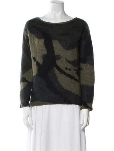 Pre-owned Rag & Bone Merino Wool Printed Sweater In Green