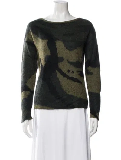Pre-owned Rag & Bone Merino Wool Printed Sweater In Green