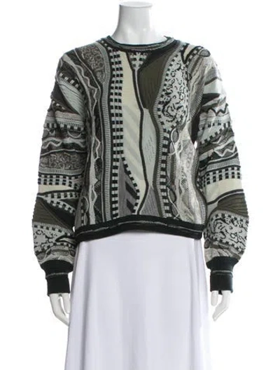 Pre-owned Rag & Bone Merino Wool Printed Sweater In Green