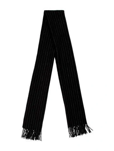 Pre-owned Rag & Bone Merino Wool Striped Scarf In Black