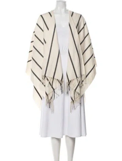 Pre-owned Rag & Bone Merino Wool Striped Shawl In Neutral