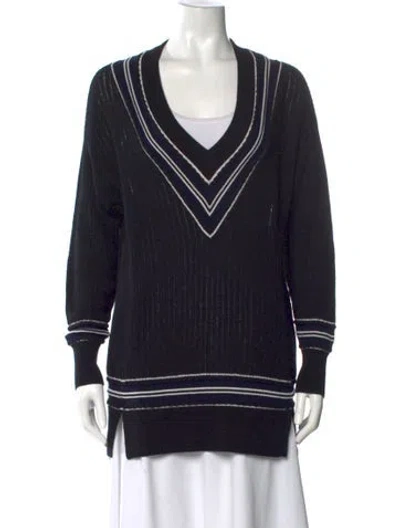 Pre-owned Rag & Bone Merino Wool Striped Sweater W/ Tags In Black