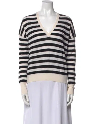 Pre-owned Rag & Bone Merino Wool Striped Sweater In White