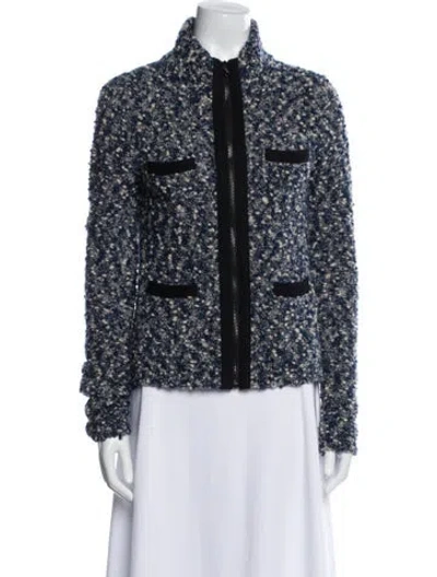 Pre-owned Rag & Bone Merino Wool Tweed Pattern Evening Jacket In Blue