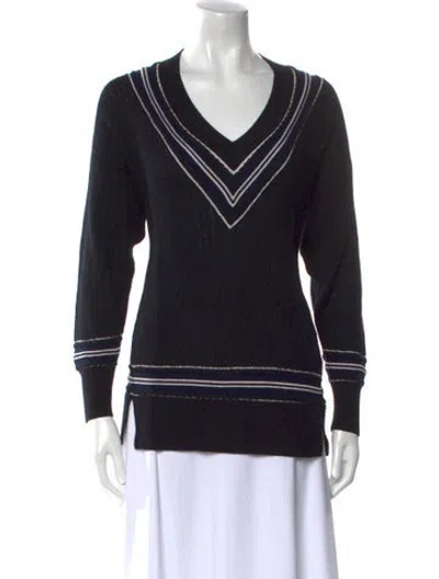 Pre-owned Rag & Bone Merino Wool V-neck Sweater In Black