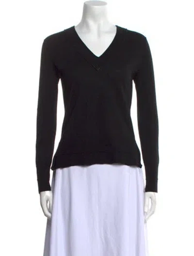 Pre-owned Rag & Bone Merino Wool V-neck Sweater In Black