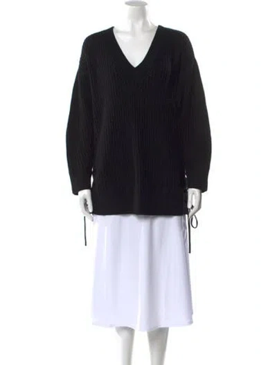 Pre-owned Rag & Bone Merino Wool V-neck Sweater In Black