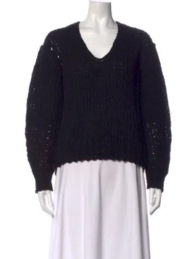 Pre-owned Rag & Bone Merino Wool V-neck Sweater In Black