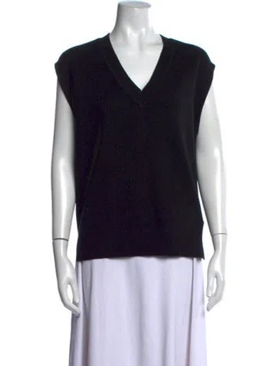 Pre-owned Rag & Bone Merino Wool V-neck Sweater In Black