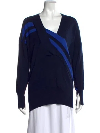 Pre-owned Rag & Bone Merino Wool V-neck Sweater In Blue