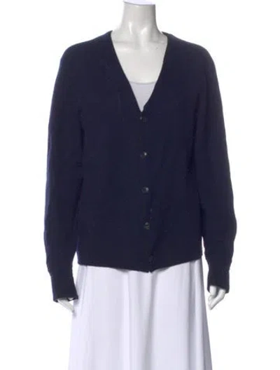Pre-owned Rag & Bone Merino Wool V-neck Sweater In Blue