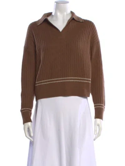 Pre-owned Rag & Bone Merino Wool V-neck Sweater In Brown
