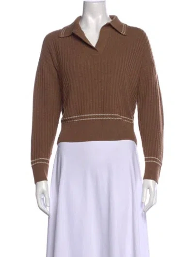 Pre-owned Rag & Bone Merino Wool V-neck Sweater In Brown
