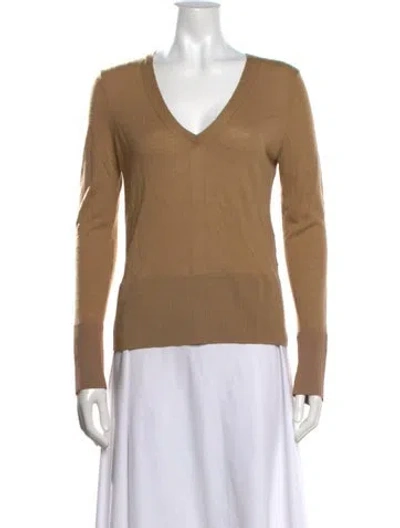 Pre-owned Rag & Bone Merino Wool V-neck Sweater In Brown