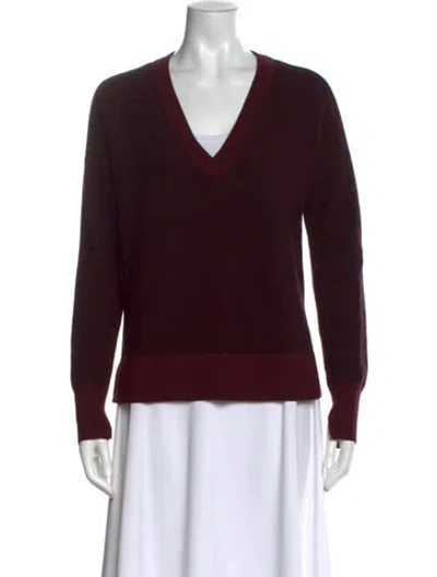 Pre-owned Rag & Bone Merino Wool V-neck Sweater In Burgundy