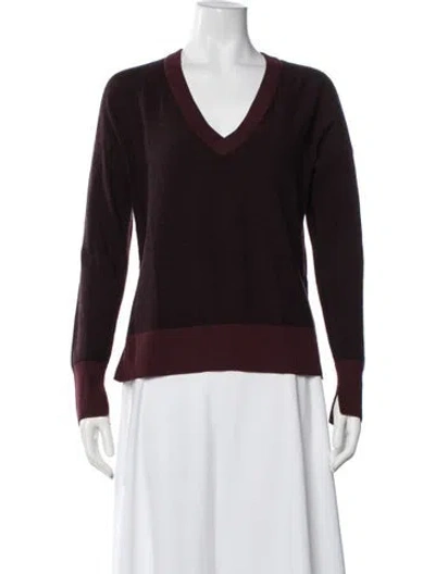 Pre-owned Rag & Bone Merino Wool V-neck Sweater In Burgundy