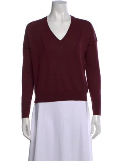 Pre-owned Rag & Bone Merino Wool V-neck Sweater In Burgundy