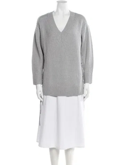 Pre-owned Rag & Bone Merino Wool V-neck Sweater In Gray