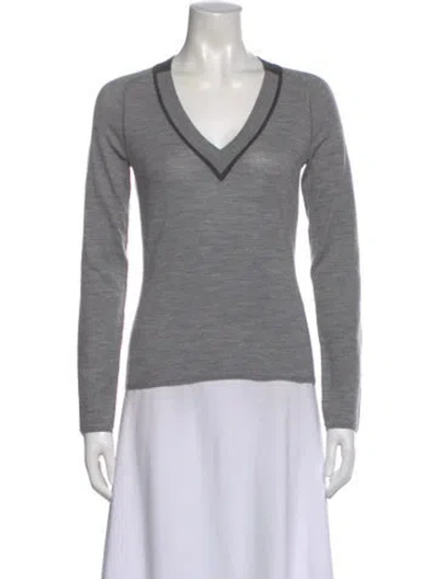 Pre-owned Rag & Bone Merino Wool V-neck Sweater In Gray