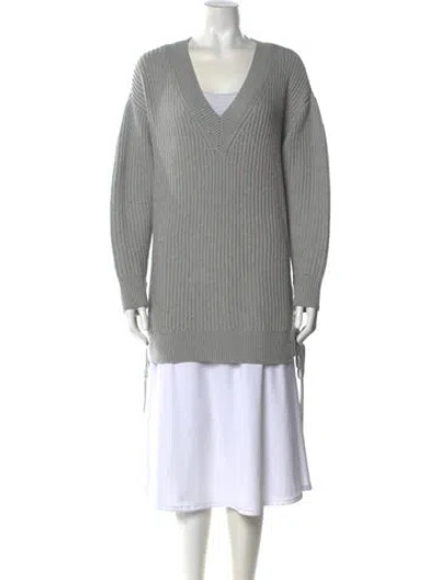 Pre-owned Rag & Bone Merino Wool V-neck Sweater In Gray