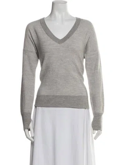 Pre-owned Rag & Bone Merino Wool V-neck Sweater In Gray