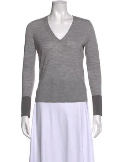 Pre-owned Rag & Bone Merino Wool V-neck Sweater In Grey