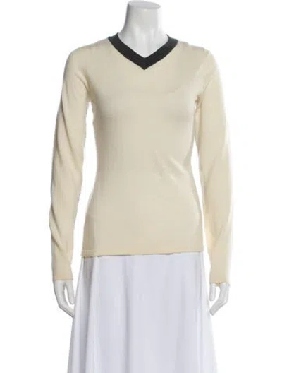 Pre-owned Rag & Bone Merino Wool V-neck Sweater In Neutral