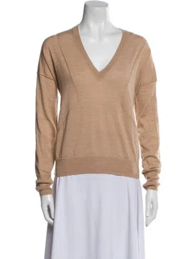 Pre-owned Rag & Bone Merino Wool V-neck Sweater In Neutral