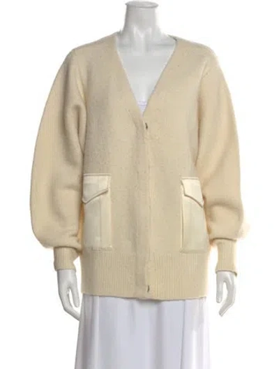 Pre-owned Rag & Bone Merino Wool V-neck Sweater In Neutral