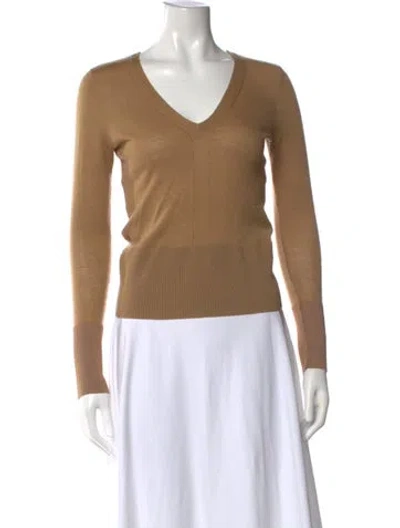 Pre-owned Rag & Bone Merino Wool V-neck Sweater In Neutrals