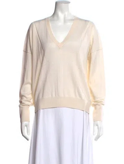 Pre-owned Rag & Bone Merino Wool V-neck Sweater In Neutrals